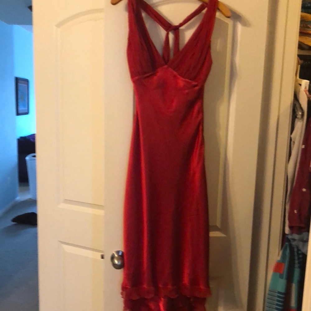 Cache Red Satin Hi/Low Formal Dress